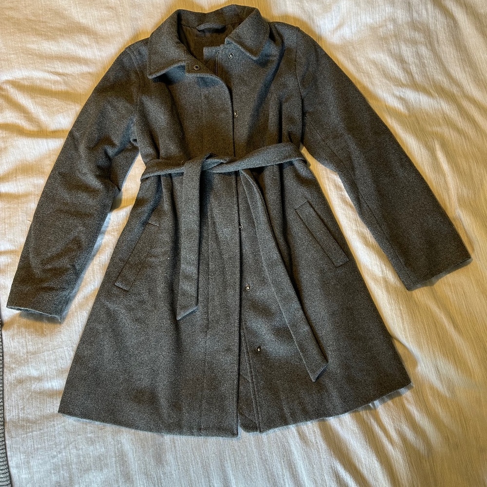 Maternity Tie-Belt Coat in Wool-Blend